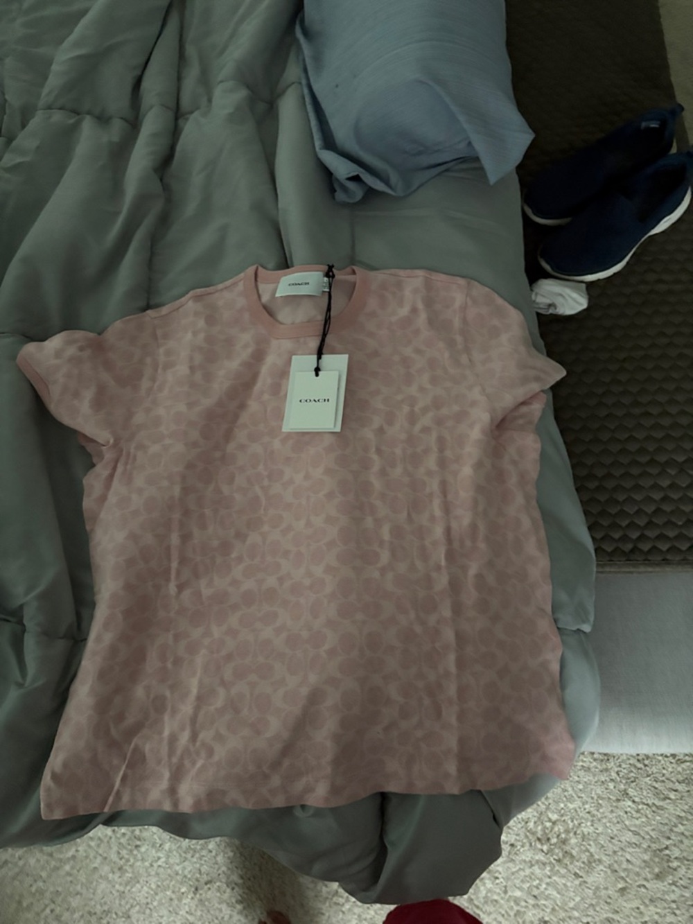Coach Blush Pink Logo-Print Short Sleeve Top